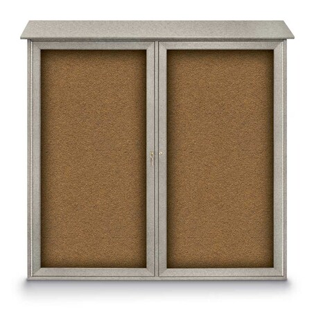 United Visual Products Indoor Enclosed Combo Board, 48"x36", Satin Frame/Green & Pumice UVCB4836-GREEN-PUMICE
